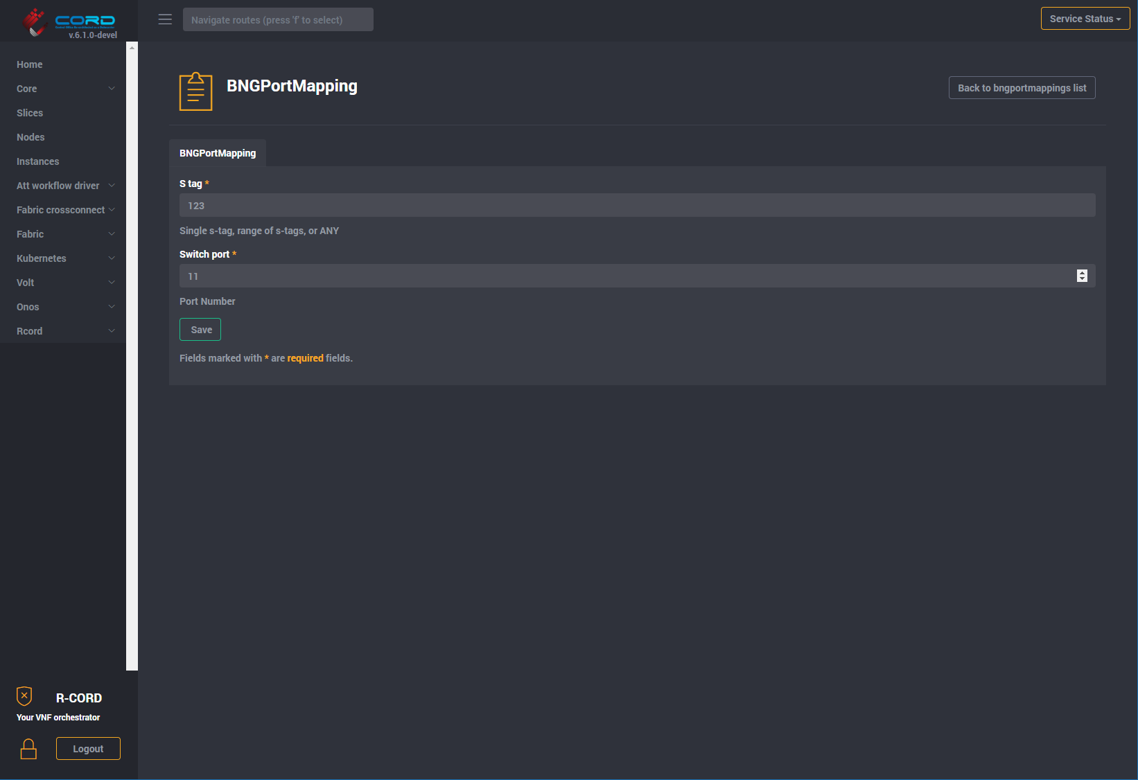 BNG Port Mapping Detail View